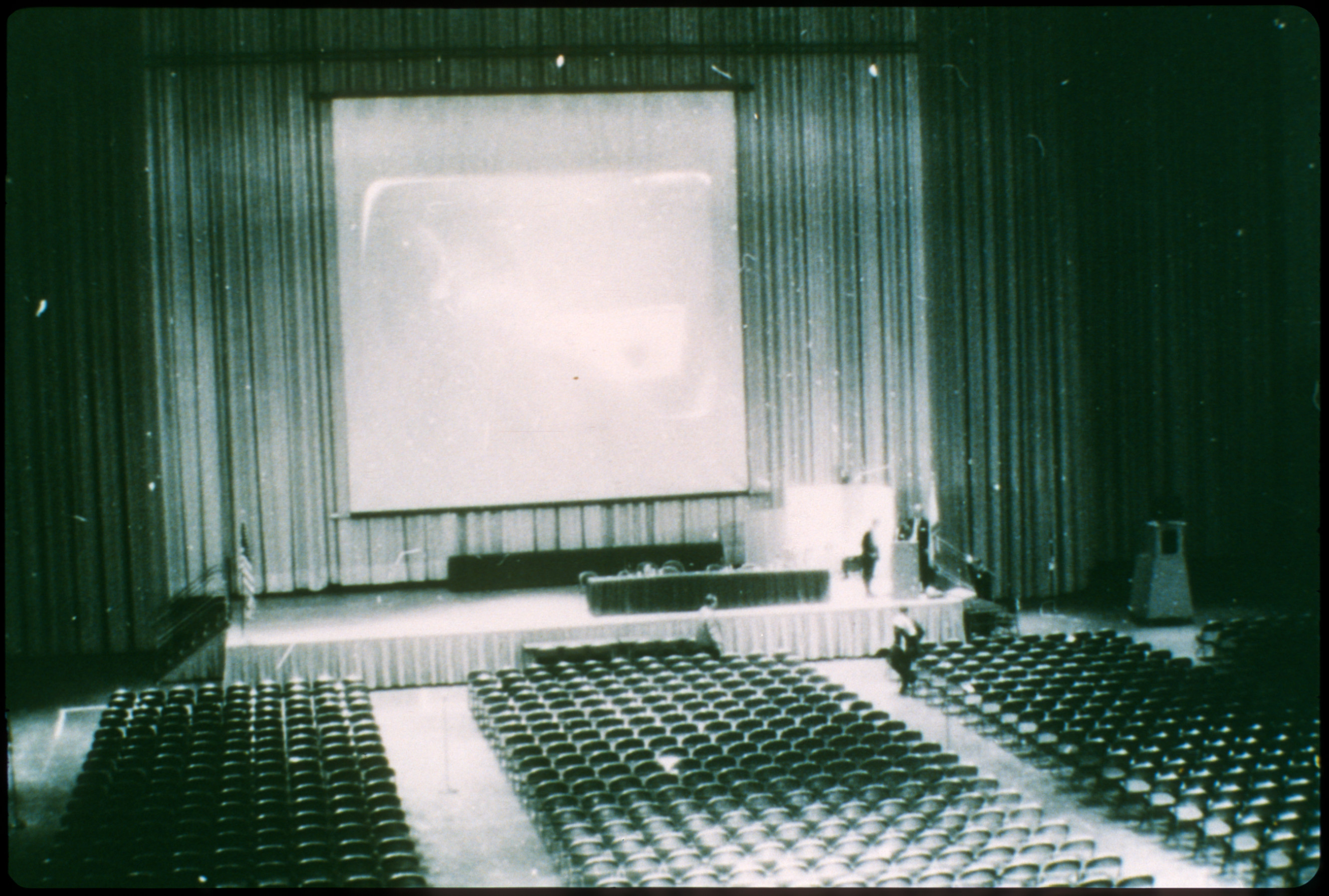 Brooks Hall stage setup, San Francisco, December 9, 1968