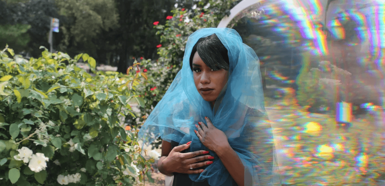 Mia Ballard in blue veil