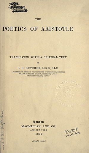 Title page — The Poetics of Aristotle, Macmillan, 1895