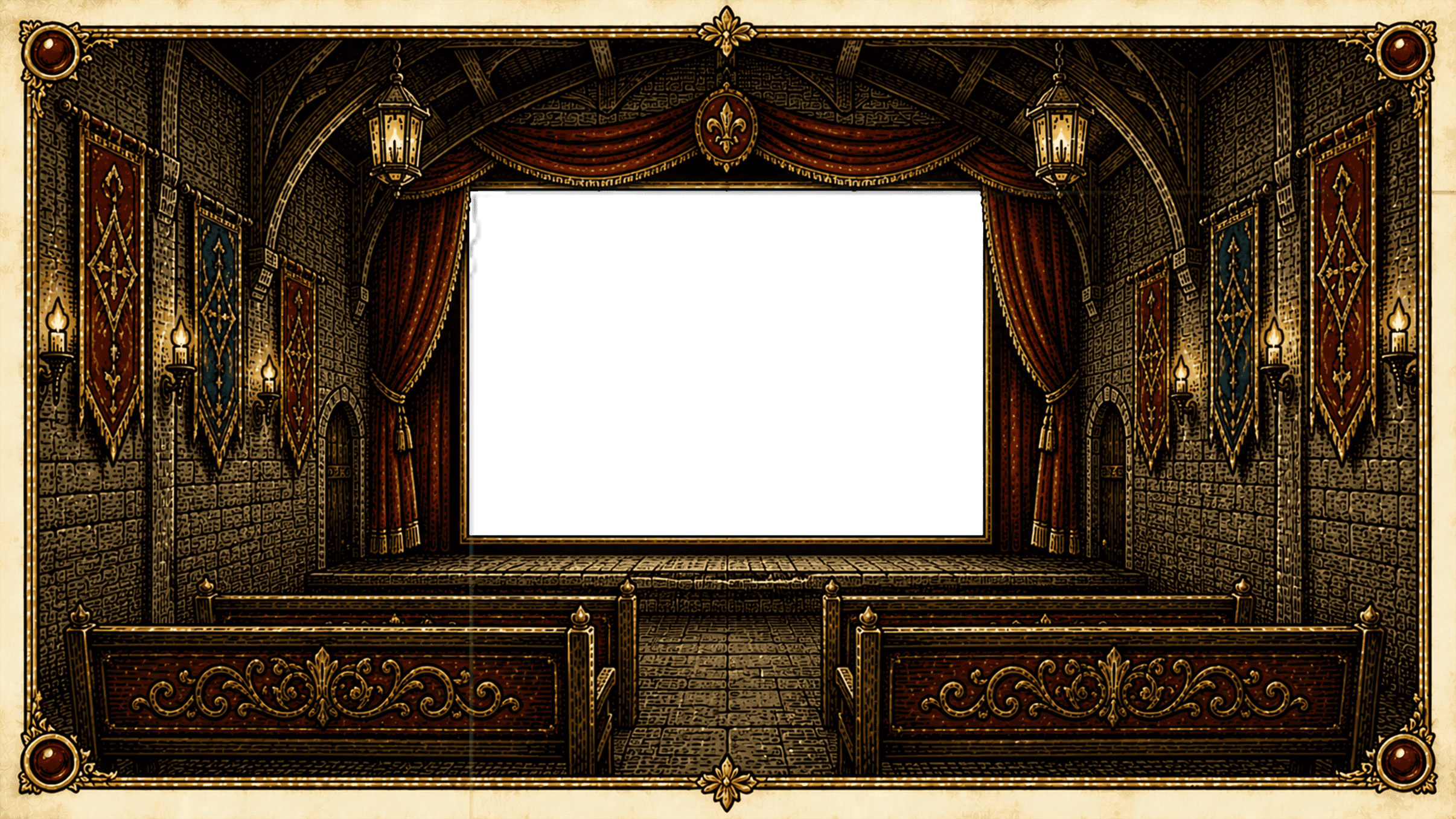 Illustrated theater proscenium framing Théâtre D'opéra Spatial