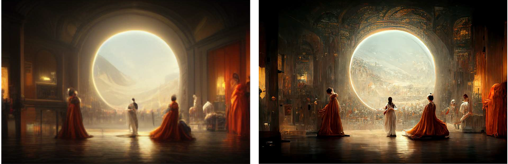 Two Midjourney outputs of Théâtre D&rsquo;opéra Spatial reproduced in the U.S. Copyright Office&rsquo;s refusal letter